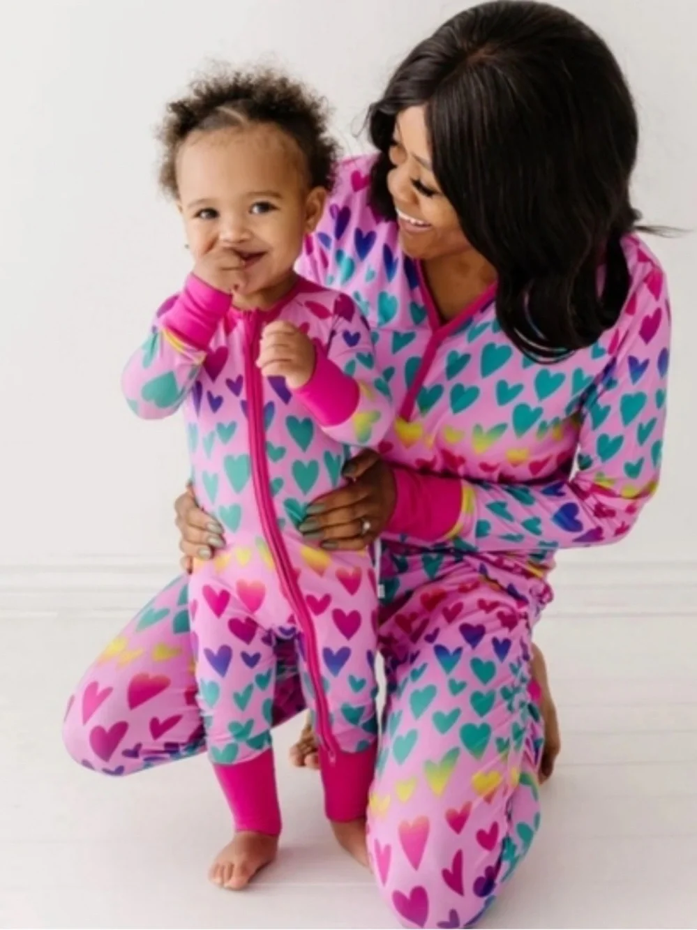 Baby Girl Rainbow Hearts Little Sleepies Bamboo PJs